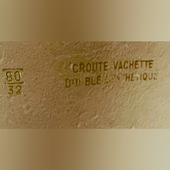 Croute de vachette vintage gorgeous beige camel leather belt -  gold buckle. - Picture 6 of 9